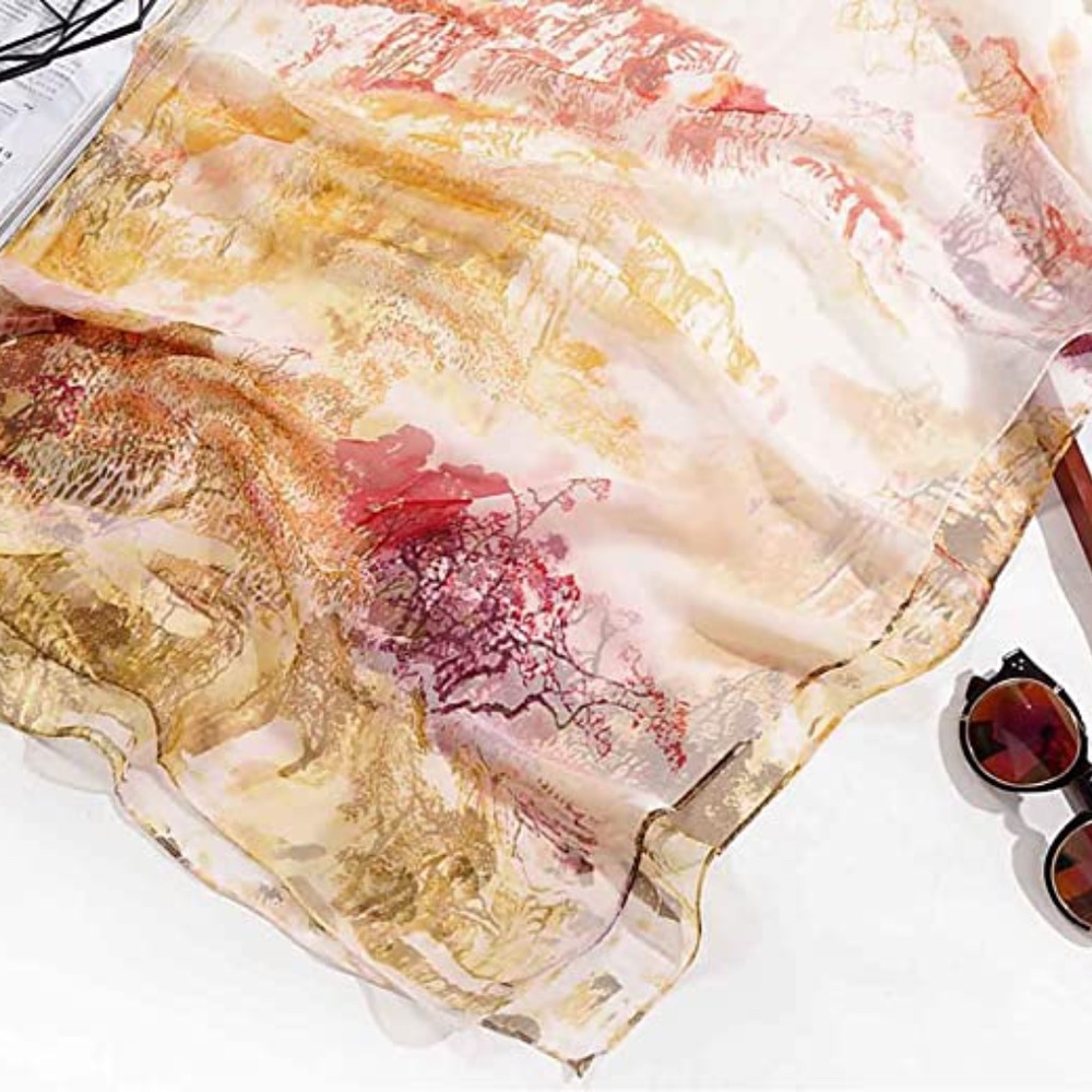 HP💝Gorgeous Silk Feel Scarf warm hues - Picture 2 of 2